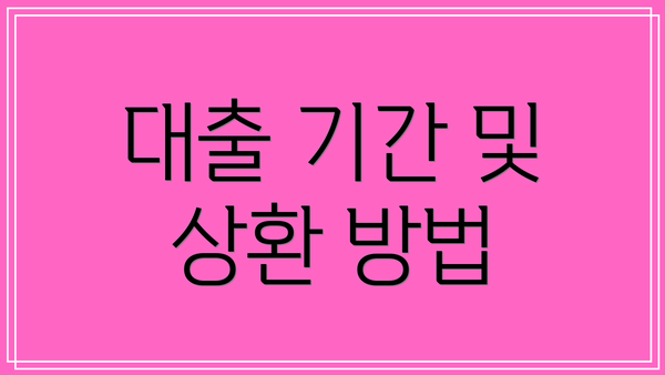대출 기간 및 상환 방법
