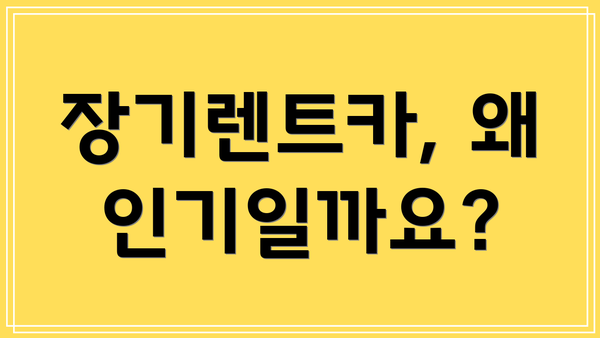 장기렌트카, 왜 인기일까요?