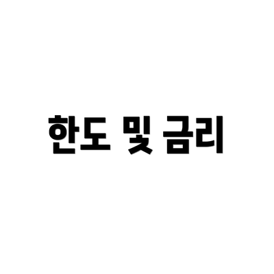 한도 및 금리
