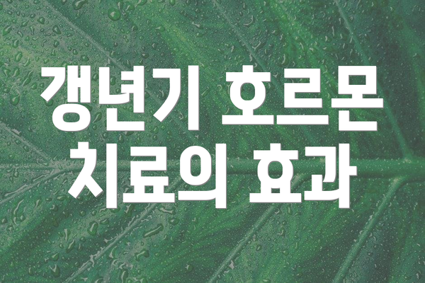 갱년기 호르몬 치료의 효과