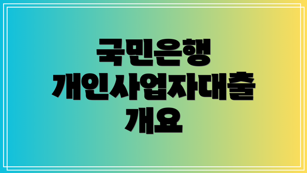 국민은행 개인사업자대출 개요