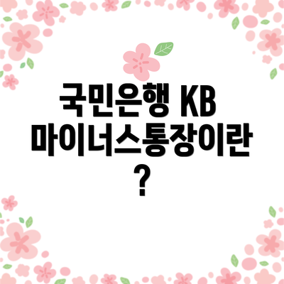 국민은행 KB 마이너스통장이란?