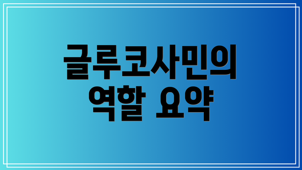 글루코사민의 역할 요약