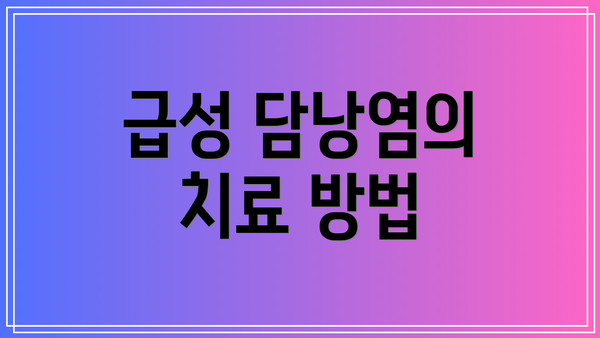 급성 담낭염의 치료 방법