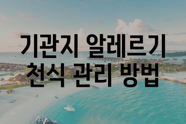 기관지 알레르기 천식 관리 방법