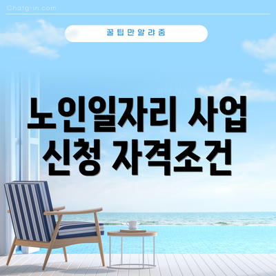 노인일자리 사업 신청 자격조건