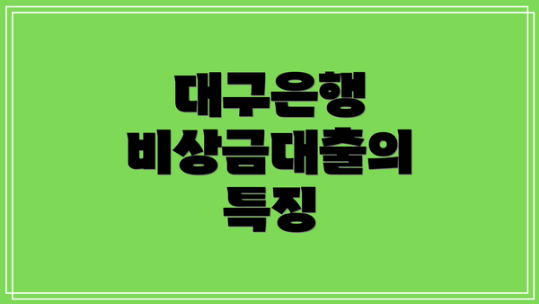 대구은행 비상금대출의 특징