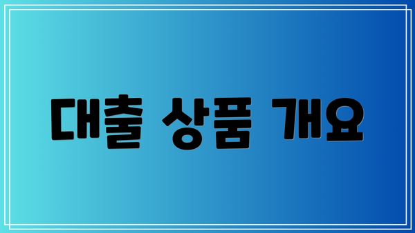 대출 상품 개요