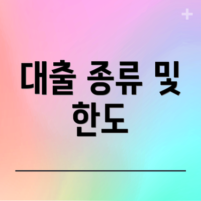 대출 종류 및 한도