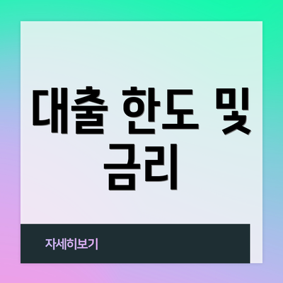 대출 한도 및 금리