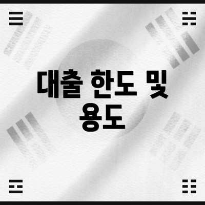 대출 한도 및 용도