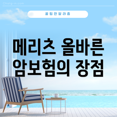 메리츠 올바른 암보험의 장점