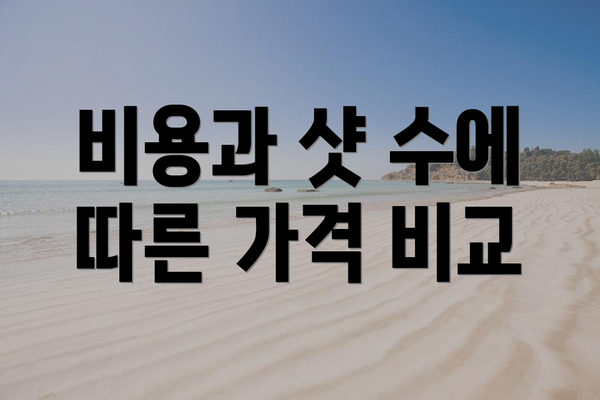 비용과 샷 수에 따른 가격 비교