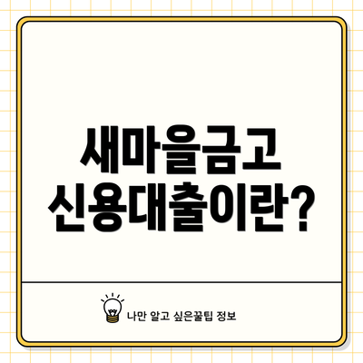 새마을금고 신용대출이란?