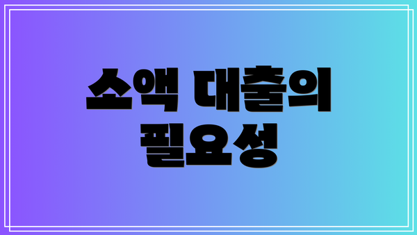 소액 대출의 필요성