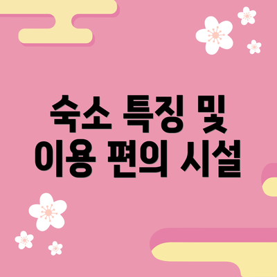 숙소 특징 및 이용 편의 시설
