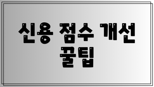 신용 점수 개선 꿀팁