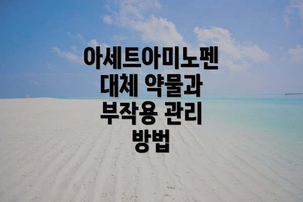 아세트아미노펜 대체 약물과 부작용 관리 방법