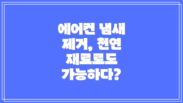 에어컨 냄새 제거, 천연 재료로도 가능하다?