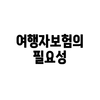 여행자보험의 필요성