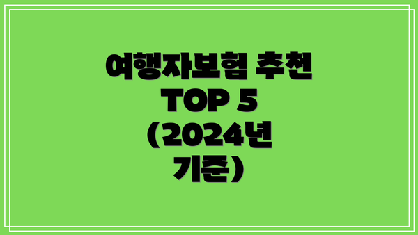 여행자보험 추천 TOP 5 (2024년 기준)