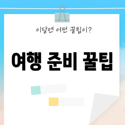 여행 준비 꿀팁