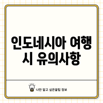 인도네시아 여행 시 유의사항