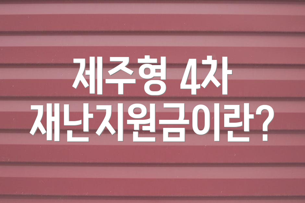 제주형 4차 재난지원금이란?