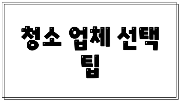 청소 업체 선택 팁