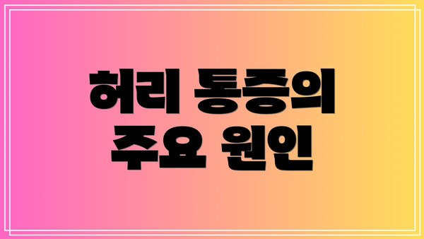 허리 통증의 주요 원인