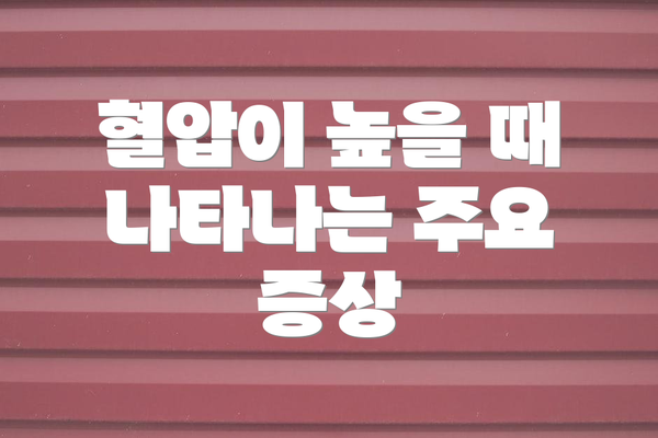 혈압이 높을 때 나타나는 주요 증상