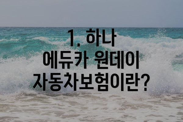 1. 하나 에듀카 원데이 자동차보험이란?