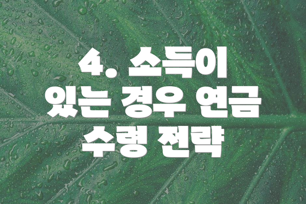 4. 소득이 있는 경우 연금 수령 전략