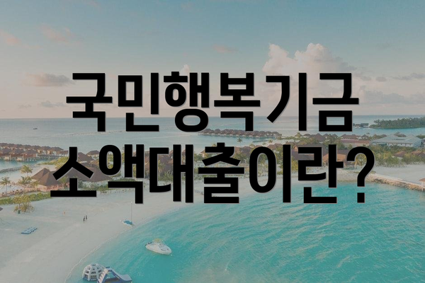 국민행복기금 소액대출이란?