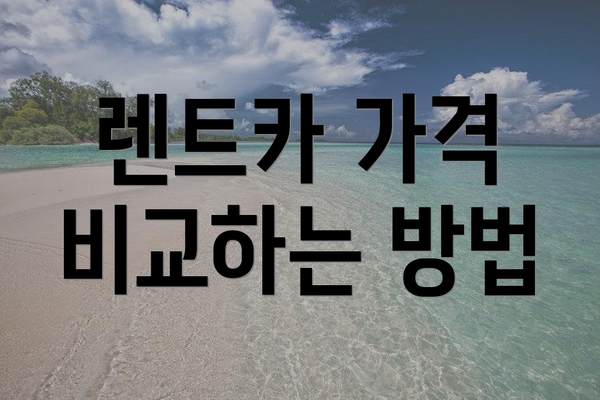 렌트카 가격 비교하는 방법