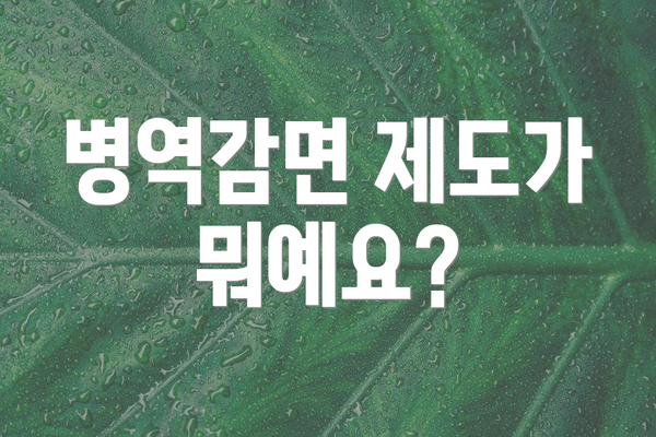 병역감면 제도가 뭐예요?