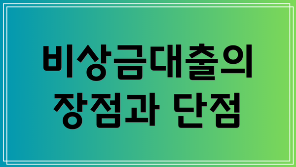 비상금대출의 장점과 단점