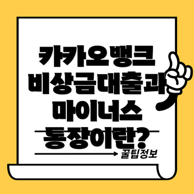 카카오뱅크 비상금대출과 마이너스 통장이란?
