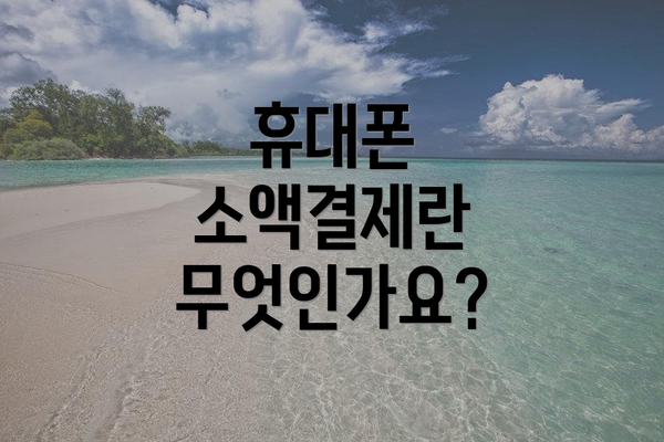 휴대폰 소액결제란 무엇인가요?