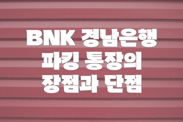 BNK 경남은행 파킹 통장의 장점과 단점