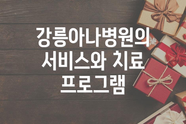강릉아나병원의 서비스와 치료 프로그램