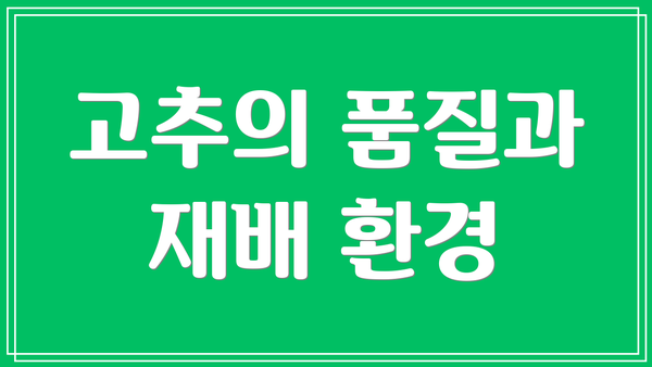 고추의 품질과 재배 환경