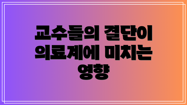 교수들의 결단이 의료계에 미치는 영향