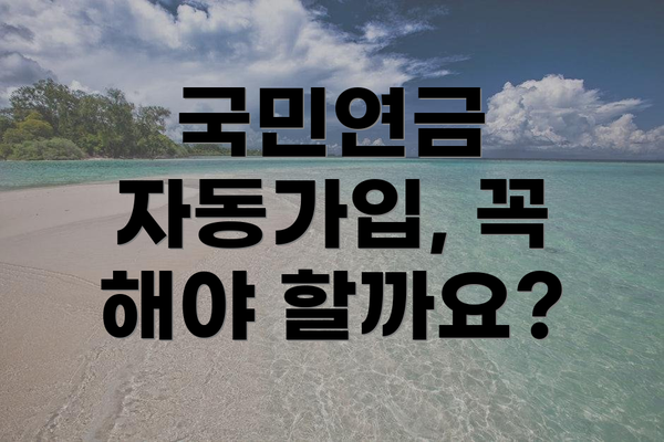 국민연금 자동가입, 꼭 해야 할까요?