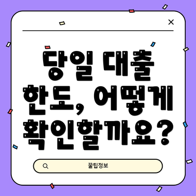 당일 대출 한도, 어떻게 확인할까요?