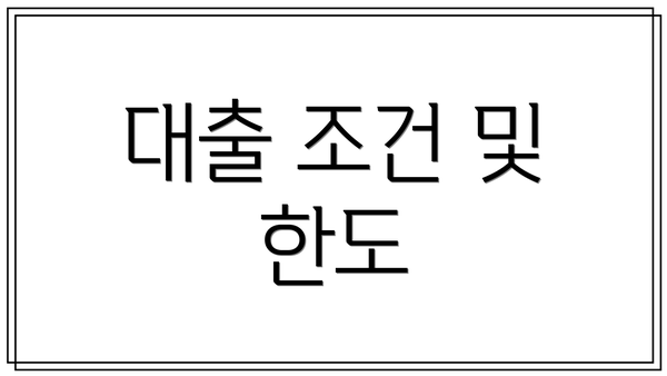 대출 조건 및 한도