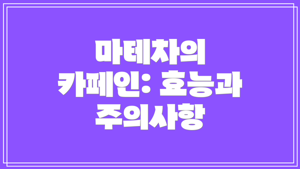 마테차의 카페인: 효능과 주의사항