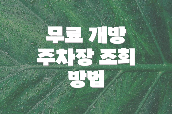 무료 개방 주차장 조회 방법
