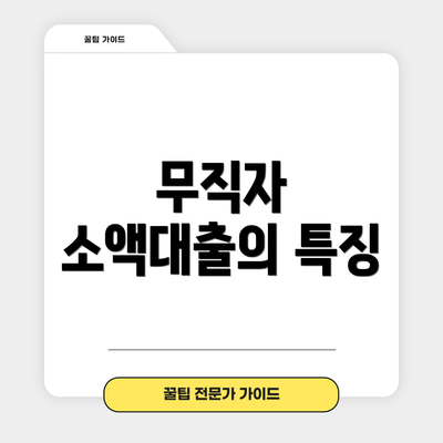 무직자 소액대출의 특징