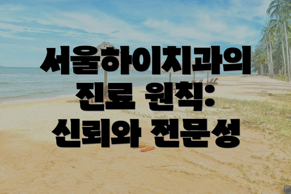 서울하이치과의 진료 원칙: 신뢰와 전문성